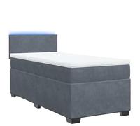 Eleganz Lit à sommier tapissier 100 x 200 cm avec matelas, housse en velours gris foncé, pour chambre à coucher, confortable et durable, idéal pour les petits espaces et les aménagements modernes