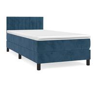 Eleganz Lit à sommier tapissier 100 x 200 cm avec matelas - Tissu velours bleu foncé pour chambre à coucher, confort et espace de rangement - Design moderne pour un sommeil réparateur
