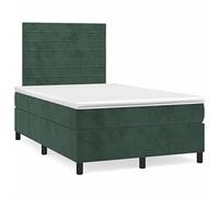 Eleganz Lit à sommier tapissier 120 x 200 cm avec matelas, en tissu velours vert foncé, lit à sommier tapissier, pour chambre à coucher, confort de qualité supérieure et matelas orthopédique, design