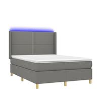 Eleganz Lit à sommier tapissier, 140 x 200 cm, avec matelas et gris foncé, lit en tissu moderne, pour chambre à coucher, durable et optimisé l'espace de rangement