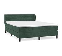 Eleganz Lit à sommier tapissier 140 x 200 cm avec matelas - Tissu velours vert foncé - Système de sommeil de luxe pour chambre à coucher - Confortable et durable - Idéal pour un sommeil réparateur