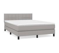 Eleganz Lit à sommier tapissier 140 x 200 cm gris clair avec matelas - Lit en tissu moderne pour chambre à coucher, durable et confortable - Idéal pour un sommeil réparateur