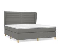 Eleganz Lit à sommier tapissier 180 x 200 cm avec matelas, housse en tissu gris foncé, durable et confortable, confort de qualité supérieure pour un sommeil réparateur