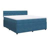 Eleganz Lit à sommier tapissier 180 x 200 cm avec matelas - Housse en velours bleu - Système de sommeil de luxe pour un sommeil réparateur - Confort de qualité supérieure pour la chambre à coucher