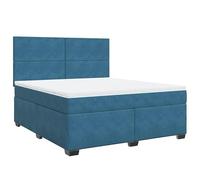 Eleganz Lit à sommier tapissier 180 x 200 cm avec matelas - Housse en velours bleu - Système de sommeil de luxe pour un sommeil réparateur - Construction stable et matériaux respirants