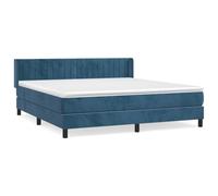 Eleganz Lit à sommier tapissier 180 x 200 cm avec matelas, tissu en velours bleu foncé, système de sommeil de qualité supérieure pour un sommeil réparateur, design moderne pour chambre à coucher