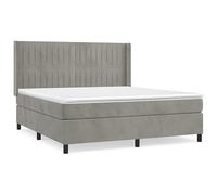 Eleganz Lit à sommier tapissier 180 x 200 cm avec matelas - Tissu velours gris clair - Système de sommeil de luxe pour chambre à coucher - Liberté du dos et confort améliorés