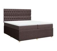 Eleganz Lit à sommier tapissier 200 x 200 cm avec matelas, en tissu marron foncé, pour chambre à coucher, durable et confortable, design moderne pour un sommeil réparateur