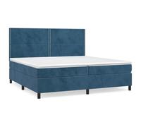 Eleganz Lit à sommier tapissier 200 x 200 cm avec matelas - Tissu velours bleu foncé, système de sommeil de luxe pour adultes, confort et stabilité, idéal pour la chambre à coucher