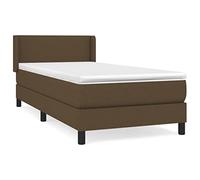 Eleganz Lit à sommier tapissier 90 x 200 cm avec matelas - Lit en tissu marron foncé pour chambre à coucher, durable et confortable - Idéal pour un sommeil réparateur
