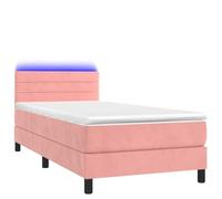 Eleganz Lit à sommier tapissier avec éclairage, 90 x 190 cm, tête de lit en velours, pour chambre à coucher, lit moderne, avec matelas, design luxueux pour un sommeil réparateur