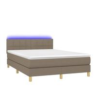 Eleganz Lit à sommier tapissier avec éclairage et matelas, 140 x 200 cm, lit en tissu moderne pour chambre à coucher, lit à sommier tapissier confortable pour un sommeil réparateur