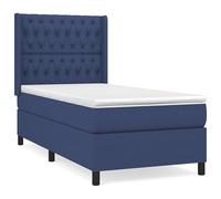 Eleganz Lit à sommier tapissier avec matelas, 100 x 200 cm, en tissu bleu, système de sommeil confortable pour chambre à coucher, durable et élégant, idéal pour les petits espaces