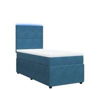 Eleganz Lit à sommier tapissier avec matelas, 100 x 200 cm, en velours bleu, confortable, pour chambre à coucher, peu encombrant et élégant, confort de sommeil luxueux pour un sommeil réparateur
