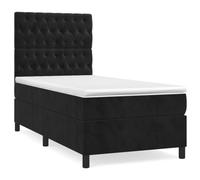 Eleganz Lit à sommier tapissier avec matelas 100 x 200 cm en velours noir - Lit de chambre moderne avec grand confort pour un sommeil réparateur