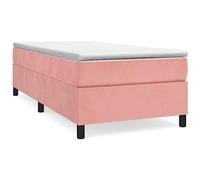 Eleganz Lit à sommier tapissier avec matelas, 100 x 200 cm, en velours rose, système de sommeil de luxe pour chambre à coucher, confortable et stable, idéal pour les petits espaces