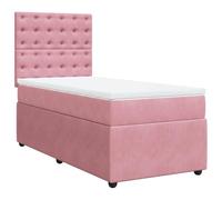 Eleganz Lit à sommier tapissier avec matelas 100 x 200 cm en velours rose - Système de sommeil moderne pour un meilleur sommeil, confortable et élégant, idéal pour la chambre à coucher
