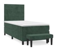 Eleganz Lit à sommier tapissier avec matelas 100 x 200 cm en velours vert foncé - Système de sommeil de luxe pour un sommeil réparateur, idéal pour la chambre à coucher au design moderne