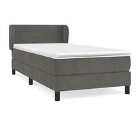 Eleganz Lit à sommier tapissier avec matelas, 100 x 200 cm, gris foncé, en velours, pour chambre à coucher, durable et confortable, système de couchage de luxe avec espace de rangement
