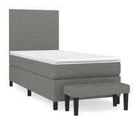 Eleganz Lit à sommier tapissier avec matelas, 100 x 200 cm, gris foncé, housse en tissu pour chambre à coucher, confort et espace de rangement, idéal pour les petits espaces
