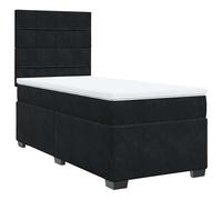 Eleganz Lit à sommier tapissier avec matelas 100 x 200 cm - Housse en velours noir - Lit moderne pour chambre à coucher pour plus de confort et de style, peu encombrant pour les petits espaces