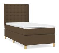 Eleganz Lit à sommier tapissier avec matelas, 100 x 200 cm, marron foncé, lit en tissu confortable pour chambre à coucher, durable et élégant, idéal pour les petits espaces et les chambres d'hôtes