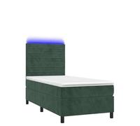 Eleganz Lit à sommier tapissier avec matelas, 100 x 200 cm, vert foncé, pour chambre à coucher, moderne et confortable, avec espace de rangement, solution parfaite pour un sommeil réparateur