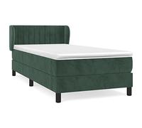 Eleganz Lit à sommier tapissier avec matelas, 100 x 200 cm, vert foncé, pour chambre à coucher, moderne et confortable, peu encombrant pour les petits espaces