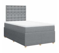 Eleganz Lit à sommier tapissier avec matelas 120 x 190 cm - Tissu gris clair - Système de sommeil moderne pour un sommeil réparateur - Parfait pour la chambre à coucher et la chambre d'amis