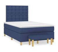 Eleganz Lit à sommier tapissier avec matelas, 120 x 200 cm, en tissu bleu, confortable pour la chambre à coucher, durable et confortable, idéal pour les petits espaces