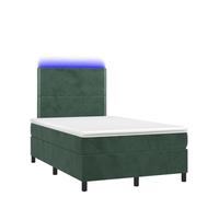 Eleganz Lit à sommier tapissier avec matelas 120 x 200 cm, housse en velours et éclairage vert foncé, lit de chambre moderne pour un sommeil réparateur, structure solide