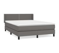 Eleganz Lit à sommier tapissier avec matelas, 140 x 200 cm, en cuir synthétique gris, pour chambre à coucher, confort et stabilité, idéal pour les petits espaces
