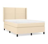Eleganz Lit à sommier tapissier avec matelas, 140 x 200 cm, en tissu crème, confortable, matelas à sommier tapissier durable pour un sommeil réparateur, design moderne