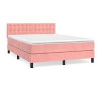 Eleganz Lit à sommier tapissier avec matelas, 140 x 200 cm, en velours rose, système de sommeil de luxe pour un sommeil réparateur, confort de qualité supérieure pour la chambre à coucher