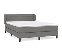 Eleganz Lit à sommier tapissier avec matelas, 140 x 200 cm, gris foncé, en tissu, système de couchage moderne pour un sommeil réparateur, idéal pour les petits espaces