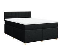 Eleganz Lit à sommier tapissier avec matelas 140 x 200 cm - Housse en tissu noir | Système de lit confortable pour un sommeil réparateur | Idéal pour la chambre à coucher au design moderne