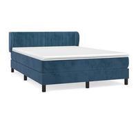 Eleganz Lit à sommier tapissier avec matelas 140 x 200 cm - Housse en velours bleu foncé pour chambre à coucher - Confort et style - Facile à assembler