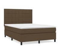 Eleganz Lit à sommier tapissier avec matelas, 140 x 200 cm, marron foncé, housse en tissu, confortable et stable pour un sommeil réparateur, idéal pour la chambre à coucher