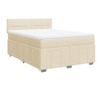 Eleganz Lit à sommier tapissier avec matelas, 160 x 200 cm, en tissu crème, lit double confortable, pour chambre à coucher, durable et optimisé de l'espace de rangement, ergonomie parfaite pour un