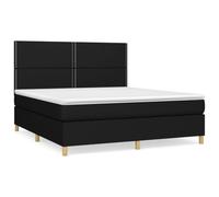 Eleganz Lit à sommier tapissier avec matelas 160 x 200 cm en tissu noir - Lit double confortable pour chambre à coucher, durable et élégant, soutien optimal pour un sommeil réparateur