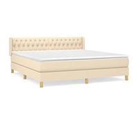 Eleganz Lit à sommier tapissier avec matelas, 180 x 200 cm, en tissu crème, confortable, pour chambre à coucher, durable et élégant, ergonomie parfaite pour un sommeil réparateur