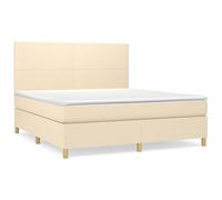 Eleganz Lit à sommier tapissier avec matelas, 180 x 200 cm, en tissu crème, système de sommeil de luxe pour chambre à coucher, soutien ergonomique et housse respirante pour un sommeil réparateur