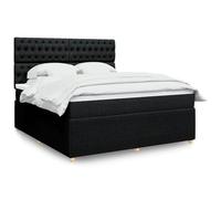 Eleganz Lit à sommier tapissier avec matelas 180 x 200 cm - Lit en tissu moderne pour chambre à coucher - Noir - Luxe et confort pour un sommeil réparateur