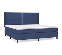 Eleganz Lit à sommier tapissier, avec matelas, 200 x 200 cm, en tissu bleu, lit double confortable, pour chambre à coucher, durable et empilable, idéal pour les grandes pièces et les chambres d'hôtes