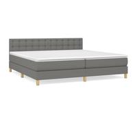 Eleganz Lit à sommier tapissier avec matelas, 200 x 200 cm, en tissu gris foncé, système de couchage moderne pour un sommeil réparateur, confort de qualité supérieure et espace de rangement