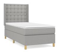 Eleganz Lit à sommier tapissier avec matelas 80 x 200 cm - En tissu gris clair - Lit confortable pour chambre à coucher, durable et élégant - Solution parfaite pour un sommeil réparateur