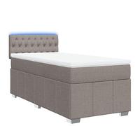 Eleganz Lit à sommier tapissier avec matelas, 80 x 200 cm, en tissu taupe, confortable et moderne, durable et élégant, parfait pour les petits espaces