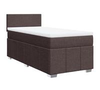 Eleganz Lit à sommier tapissier avec matelas, 80 x 200 cm, marron foncé, housse en tissu, confortable et durable, pour chambre à coucher et chambre d'amis, confort premium pour un sommeil réparateur