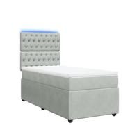 Eleganz Lit à sommier tapissier avec matelas 90 x 190 cm en velours gris clair - Ensemble de lit moderne pour chambre à coucher, confort et espace de rangement, idéal pour les petits espaces