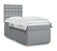 Eleganz Lit à sommier tapissier avec matelas 90 x 190 cm - Gris clair - Lit confortable pour chambre à coucher, durable et soutient pour un sommeil réparateur
